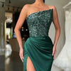 2025 Women Strapless Sleeveless Evening Dress Sequined Side Split Long Dresses Elegant New Sexy Bling Party Prom Vestidos Ladies