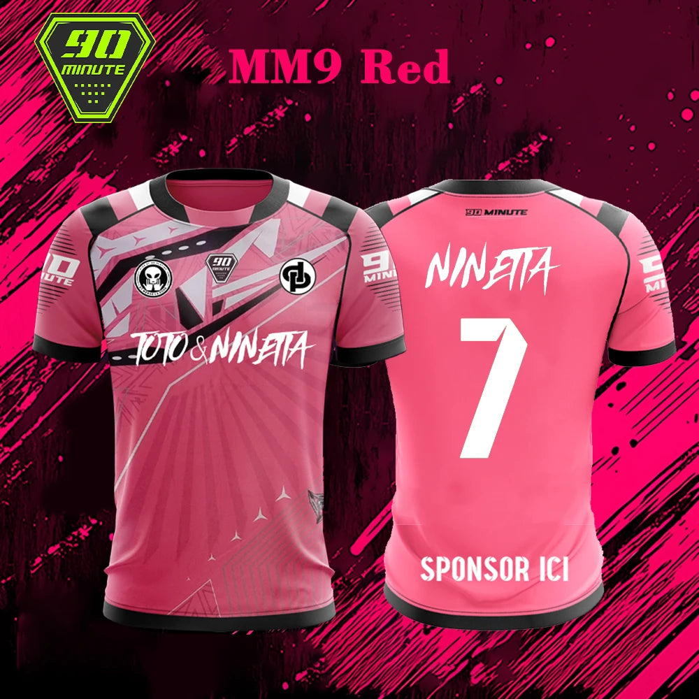 90 Minutes Series MM9 JUL Football Shirt Men's Summer Outdoor Sports Quick-drying Jersey Fitness Training O-neck T-shirt