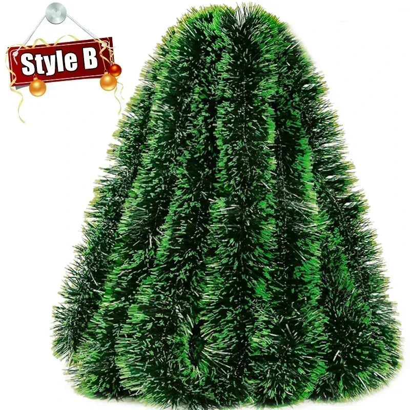 Christmas Tinsel Ribbons Garland Green Cane Wreath Xmas Tree Hanging Pendent Ornaments Wedding Party Supplies Home Decor