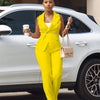 Business OL Work Wear Two Piece Pant Suits for Women Set Elegant Sleeveless Blazer Top + Pencil Pants Office Lady Matching Sets