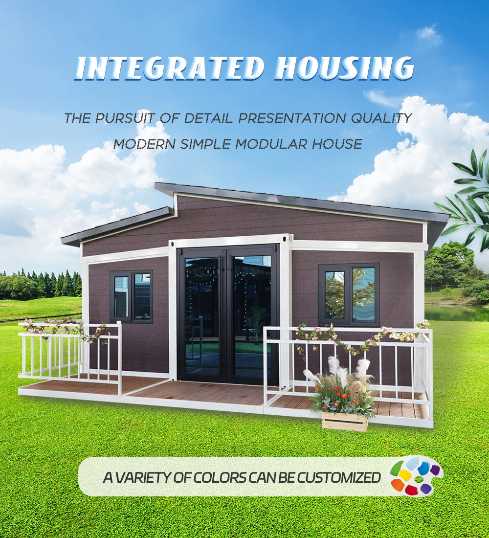 Prefabricated Prefab Mobile Tiny Home Light Steel Roof 2 3 4 5 Bedroom 20ft 40ft Folding Expandable Container House Terrace