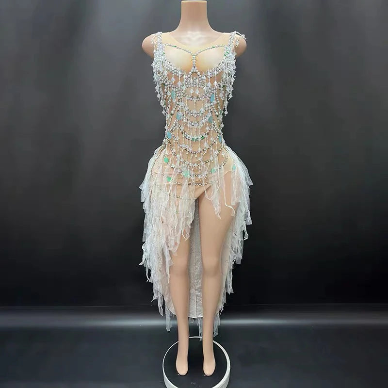New sexy side slit dance performance costume, birthday party, socialite live house outfit