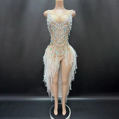 New sexy side slit dance performance costume, birthday party, socialite live house outfit