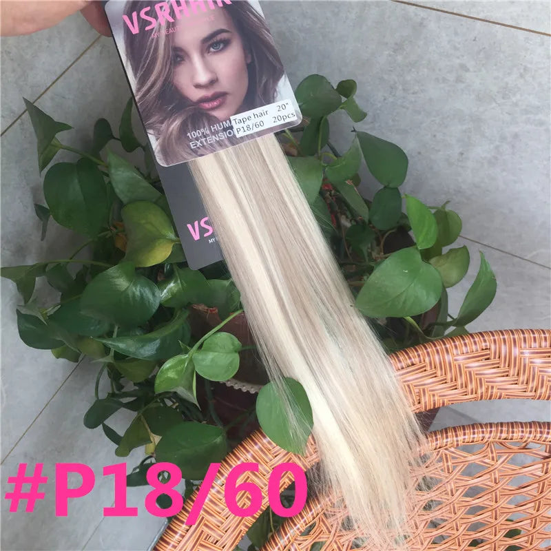 VSR POP PU Super Tape In Human Hair Extension Blonde Piano Color US Strong Adhesive Tape Hair Extensions For Salon