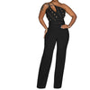 Women Jumpsuits Sexy One Piece Sleeveless Slim Fit Overalls Backless Wide Leg Long Pants Tight Waist Belt Rompers Elegant Splice
