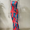Spring And Summer Dresses For Women Chest Wrap Printed Off Shoulder Bandage Slim Sexy Long Dress 2023 New Fashion party MsChuh