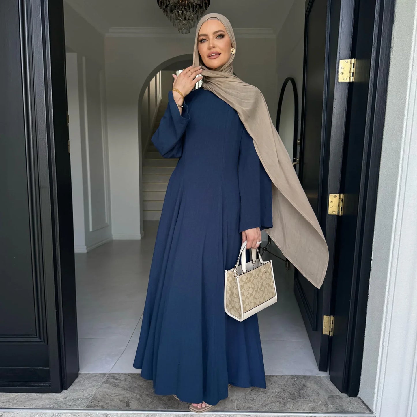 Clothes for Muslim Women Solid Robe Malay Turkey Dubai Zipper Cardigan Robe Fashion Simplicity Summer Dress Abayas for Women