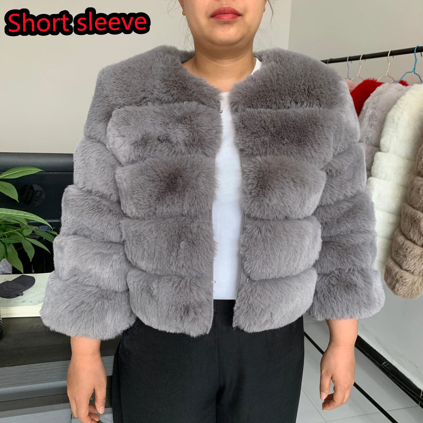 Damenmode Kunstpelzmantel superheiß Herbst Winter Damen kurze Kunstfuchsjacke flauschig hohe Qualität 7XL Damen Pelzmäntel