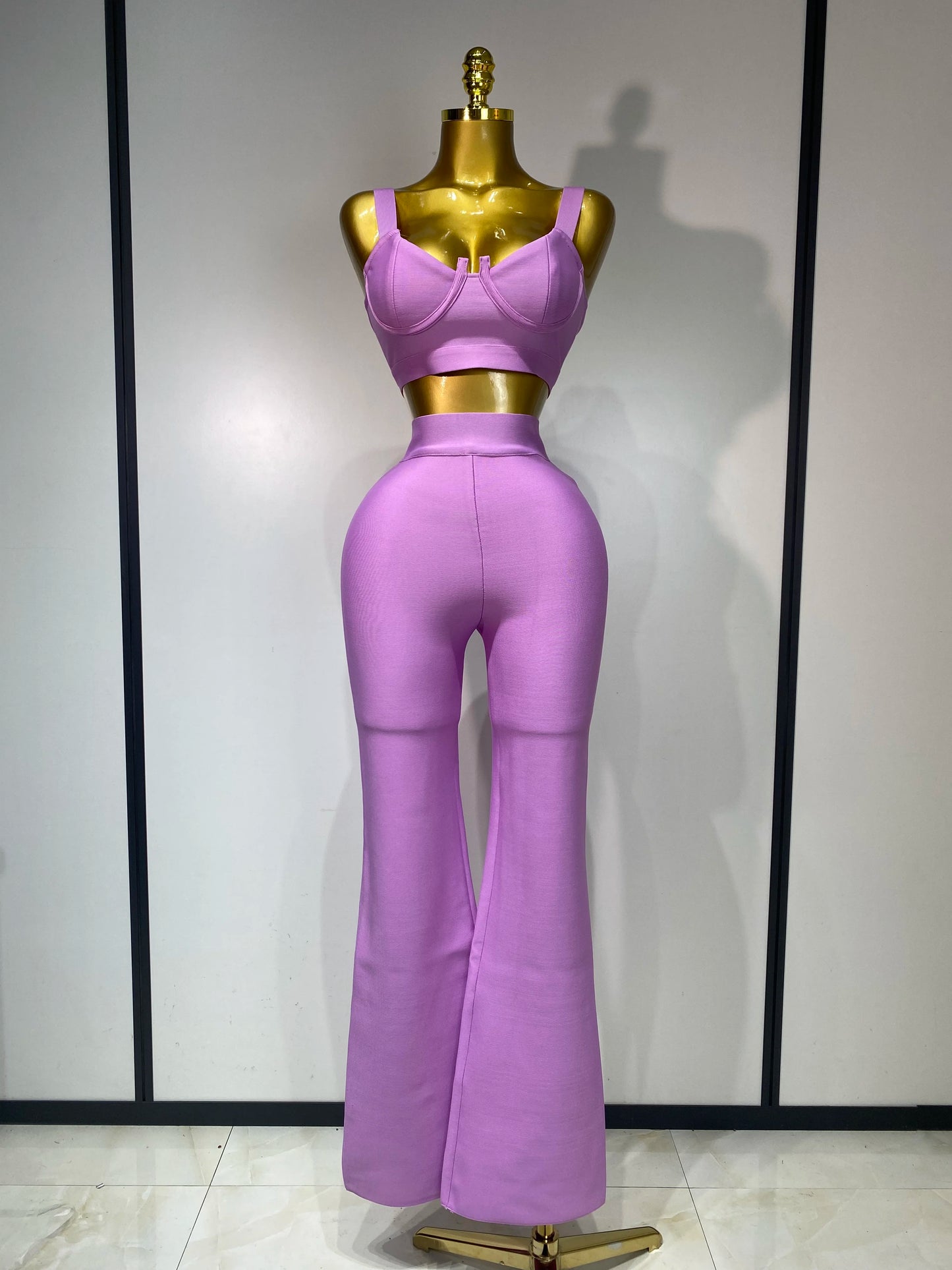 High Quality Elegant Bandage Top Pant Set Women Sexy Evening Party Nightclub Luxury Birthday High Street Fashion Two Piece Set