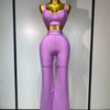 Women Sexy Bandage Crop Top Pant Set Evening Party Club Luxury Birthday High Street Fashion Elegant Luxury Birthday Outfit ﻿