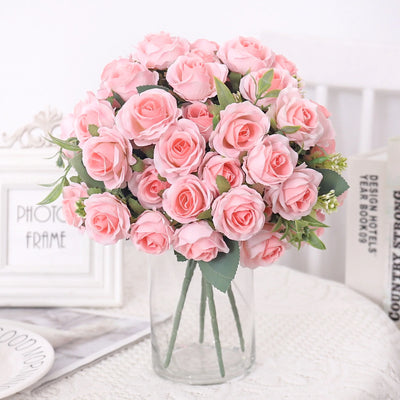Artificial Flowers Silk Rose Bouquet Leaves Fake Flower For Vase Party Home Table Wedding Valentine's Day Gift Decoration