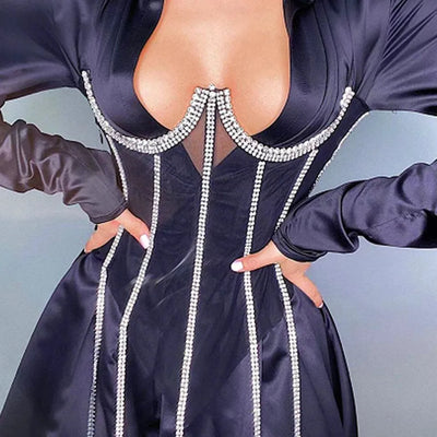 Women's Evening Corset Rhinestone Lace-up Corset Underbust Mesh Bustier Crop Top Bodices Sexy Lingerie Women Body Shaper