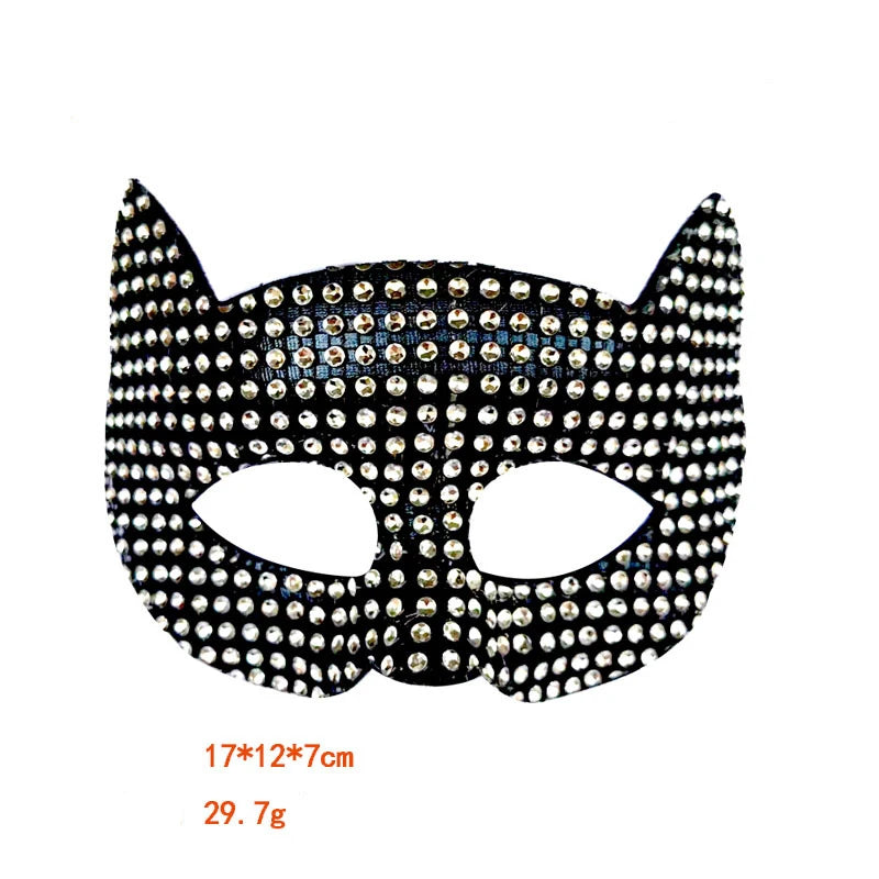 Shiny Cat Ear Masks Cosplay Halloween Party Costume Accessories Long Gloves Sexy Bling Kitten Half Masks
