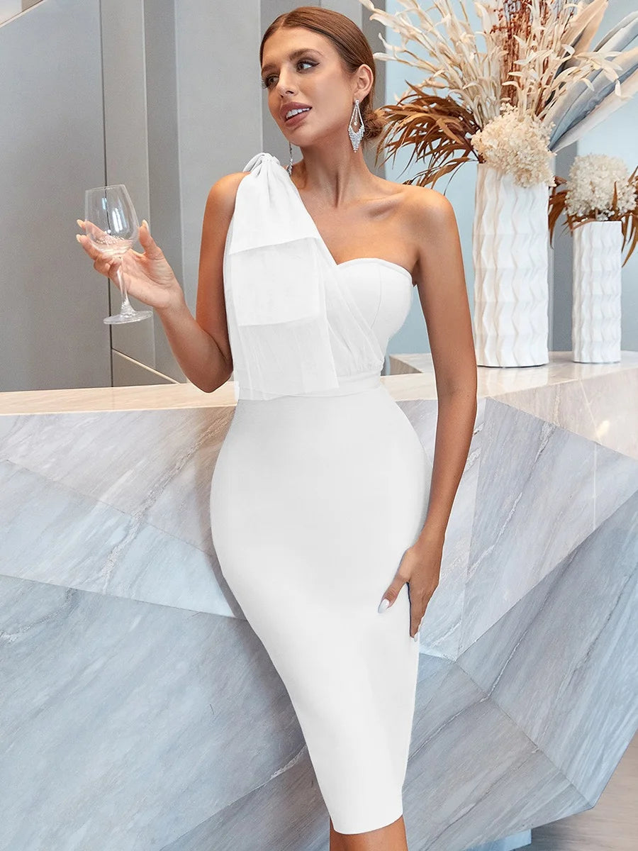 formal Women's Bandage  prom  Dress  guest Black Bow Elegant Wedding Party Evening Midi Club  cocktail Dresses Bodycon luxury