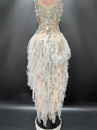 New sexy side slit dance performance costume, birthday party, socialite live house outfit