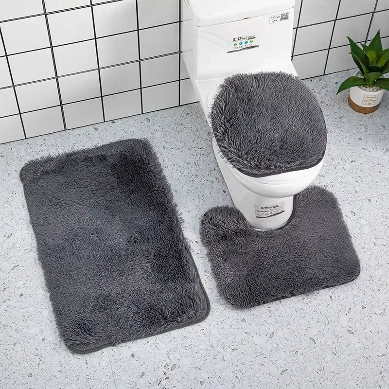 3pcs Bathroom Mat Set for Bathroom Silk Tie-Dye Toilet Soft Non Slip Rug Shower Carpets Toilet Lid Cover Floor Mats for Hallway