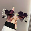 Rimless Sunglasses Women Luxury Brand Rhinestone Sun Glasses Ladies Cute Heart Shape Punk Party Eyewear очки від сонця женские