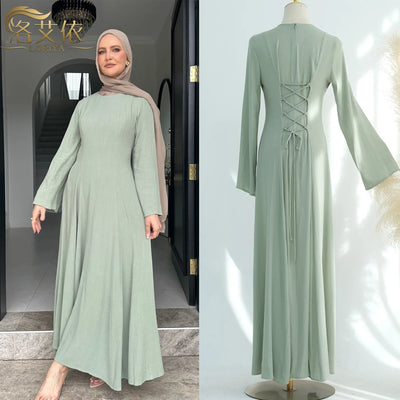 Clothes for Muslim Women Solid Robe Malay Turkey Dubai Zipper Cardigan Robe Fashion Simplicity Summer Dress Abayas for Women