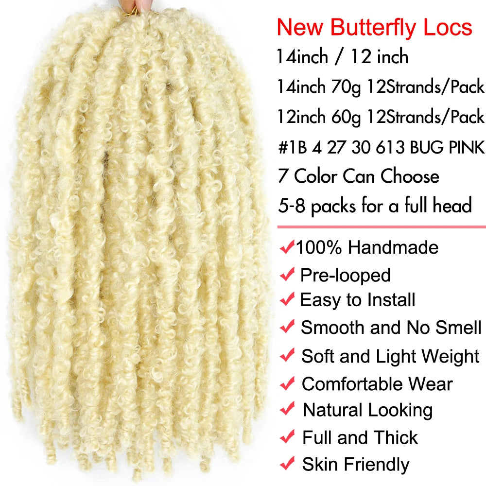 14 12 inch Butterfly Faux Locs Crochet Hair Braids Pre looped Distressed Goddess Butterfly Soft Locs Crochets Braids Cheveux Lok