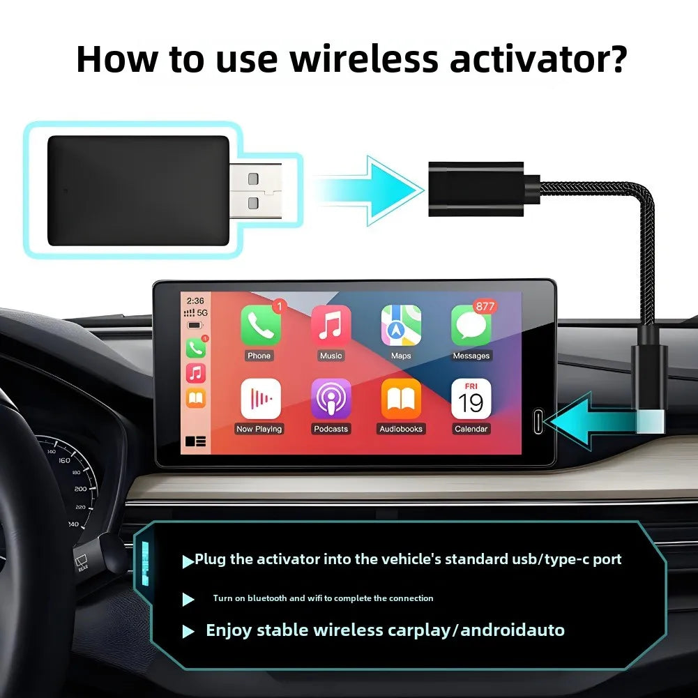 NEW Wireless Mini Box 2in1 CarPlay Android Auto Wireless Mini Box Adapter Smart Plug And Play Dongle Bluetooth WiFi Fast Connect