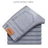 Summer Elastic Men's Jeans Fashion Gray Comfortable Business Straight Stretch Cotton Casual Denim Pants Brand Male Thin Trousers