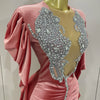 Luxury Sparkly Crystals Sexy Mesh White Velvet Short Dress 2025 Women Elegant Evening Prom Birthday Party Dresses Stage Costume