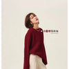 Turtleneck 100% cashmere sweater women loose thickening age reduction niche vintage red crewneck sweater women long sleeves