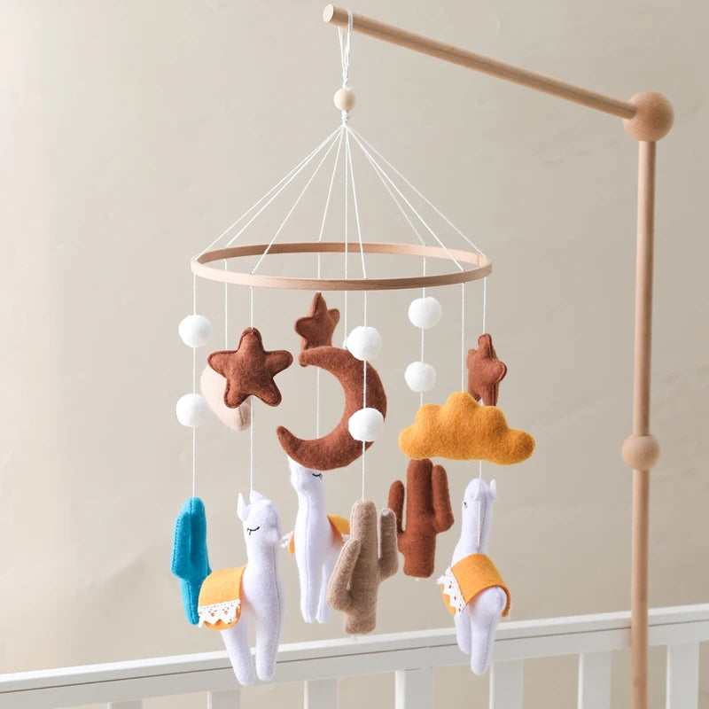 Baby Crib Mobile Rattle Toy 0-12Months Infant Soft Felt Teddy Velvet Pink Bear Bed Bell Hanging Toy Holder Bracket Crib Girl Toy