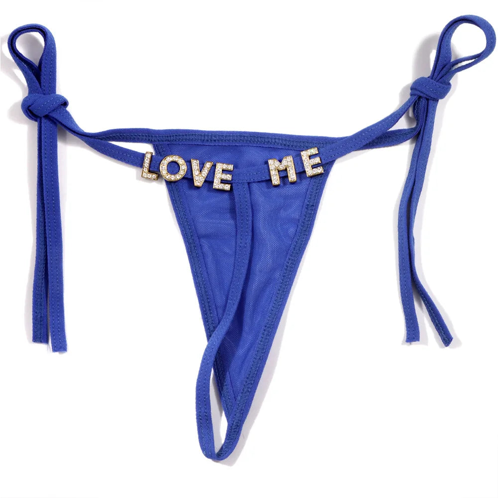 Sexy Custom Thong Name Crystal Letter Underwear Bikini Personalized Customized tangas G-string Girl friend Wife Birthday Gift