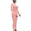 Women's Bodycon One-piece Jumpsuit Long Sleeved Big Zipper Female Casual Sport Workout Skinny Activity Wear Overalls Tops