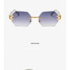 Hexagon Rimless Sunglasses Square Women Retro Men Sun Glasses Brand Designer Eyewear UV400 Shades Oculos Female Gafas