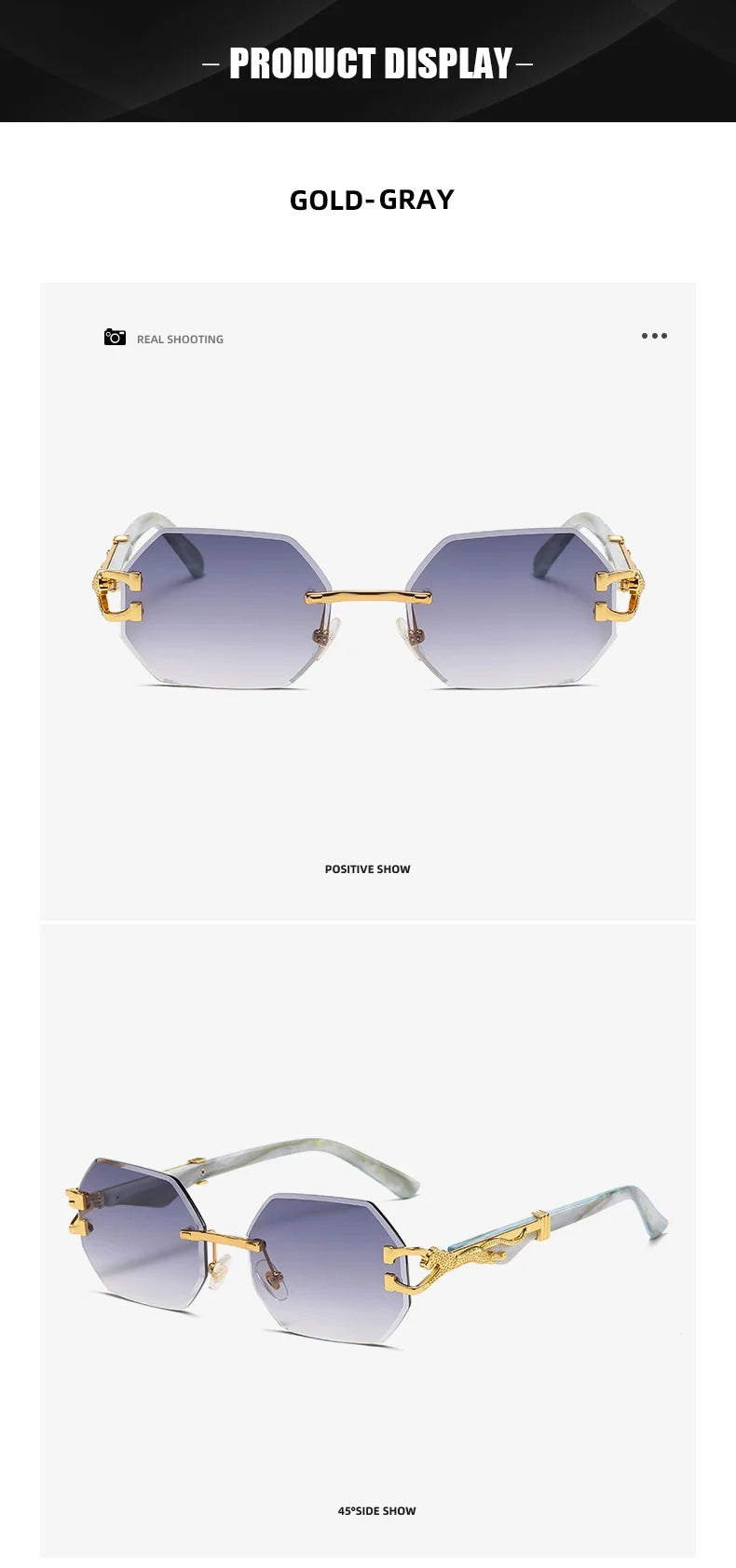 Hexagon Rimless Sunglasses Square Women Retro Men Sun Glasses Brand Designer Eyewear UV400 Shades Oculos Female Gafas