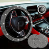 Car Accessories Set 27/4Piece Women Bling Universal Fit Polyester Steering Cover Shiny License Frame Phone Holder Coasters Tools