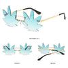 Novel Rimless Maple Leaf Shape Metal Sunglasses for Women Party Decorative Sun Glasses Men Unique Street Catwalk Prom Eyewear