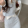 Spring Elegant Vintage Knitted Suits Women Even Party Clothing Korean 3 Piece Dress Set Office Lady Sweater Vest + Mini Skirt