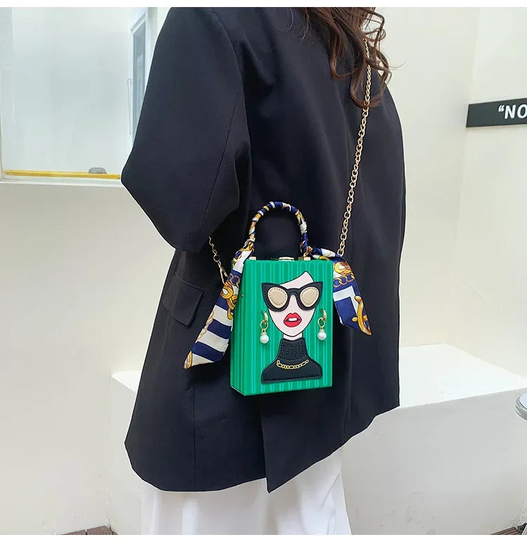 Evening Bags for Women 2024 New Fashionable Leather Shoulder Bag Woman Hard High Quality Hip Hop Party Luxury Designer Handbag