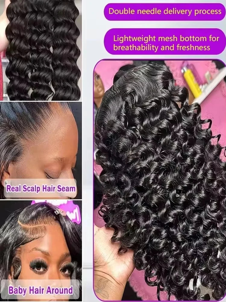 13x6 Hd Lace Frontal Wig Loose Deep Wave Curly Human Hair 100% Preplucked 13x4 Water Wave Front Wigs For Black Women Brazilian