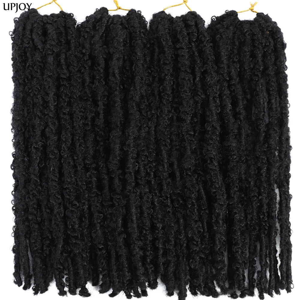 14 12 inch Butterfly Faux Locs Crochet Hair Braids Pre looped Distressed Goddess Butterfly Soft Locs Crochets Braids Cheveux Lok