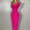 2025 Luxury Shining Diamonds Pearls Sleeveless Bodycon Bandage Long Dress Women Celebrate Evening Party Elegant Birthday Gowns