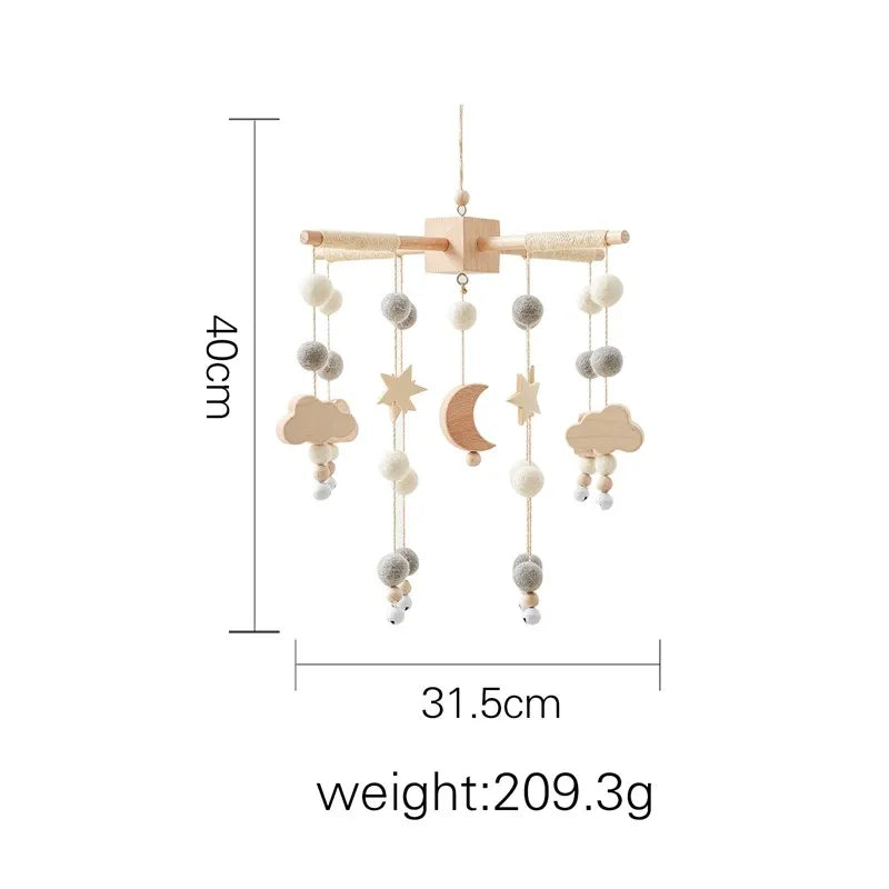 Crib Mobile Bed Bell Wooden Baby Rattles Soft Felt Cartoon Animal Bed Bell Newborn Music Box Hanging Toy Crib Bracket Baby Gifts
