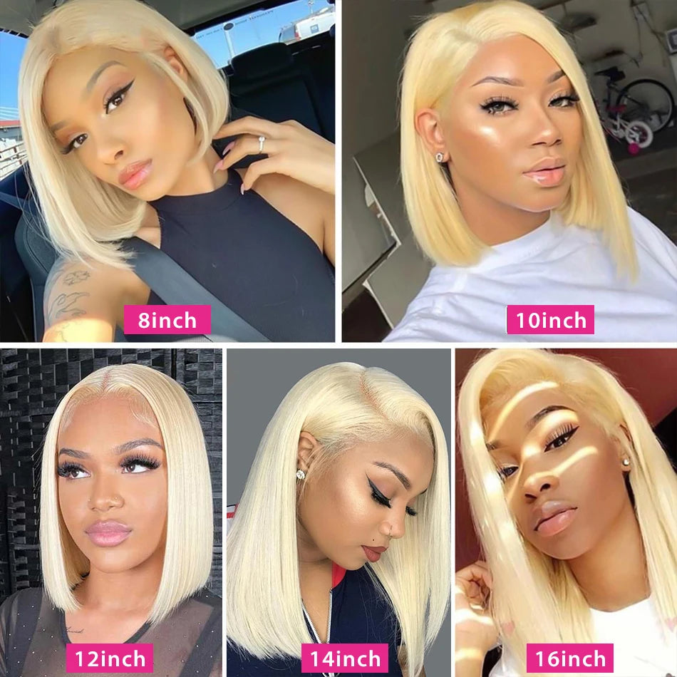 613 Honey Blonde Colored Human Hair Wigs For Women Human Hair Remy Brazilian Cheap Straight Short Bob Wig 8 10 12 14 16 Inch