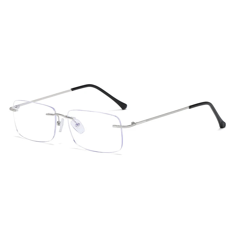 Men Blue Light Blocking Reading Glasses Women Dimond Cutting Rimless Eyeglasses Frame Anti Fatigue Hyperopia Presbyopic Eyewear