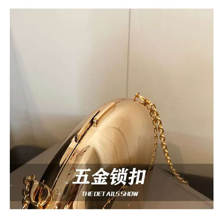 Golden Acrylic Women Hobo Bags Luxury Designer Clear Beach Handbags Dinner Party Wedding Round Top Handle Evening Clutch Purse