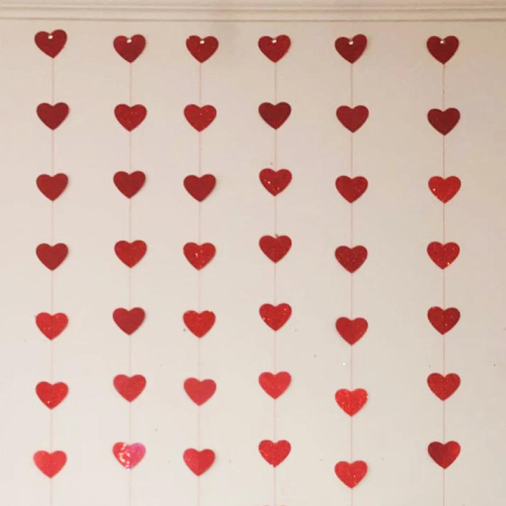 6pcs Red Heart Love Spiral Swirl Hanging Garland Love Hanging String Curtain Wedding Valentines Day Birthday Party Bedroom Decor