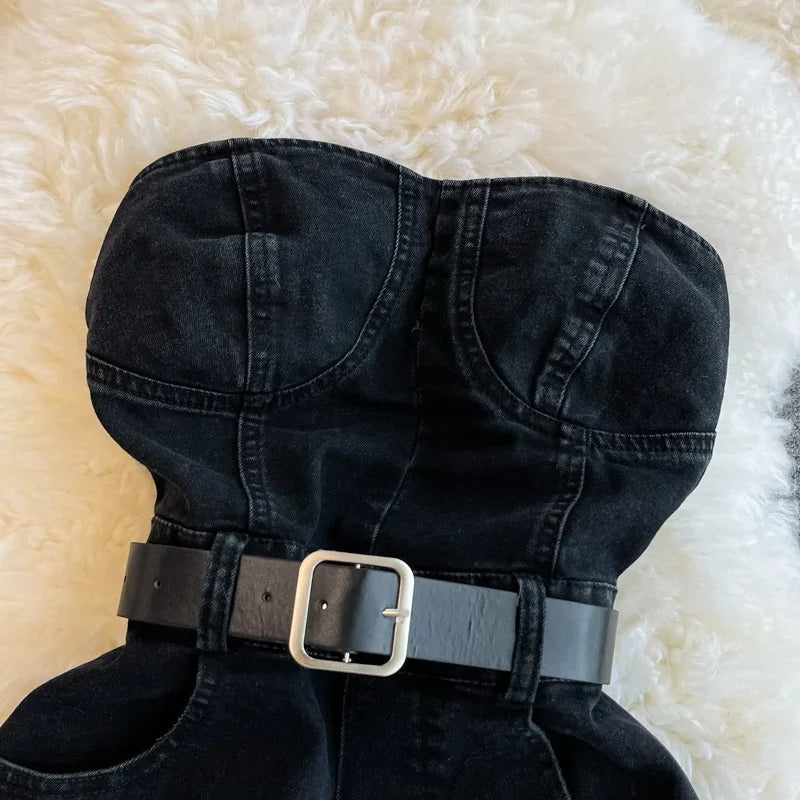 2024 Summer Rompers Women Jeans Jumpsuit Off Shoulder Loose Casual Denim Rompers Womens Jumpsuits Wide Leg Casual Denim Overalls
