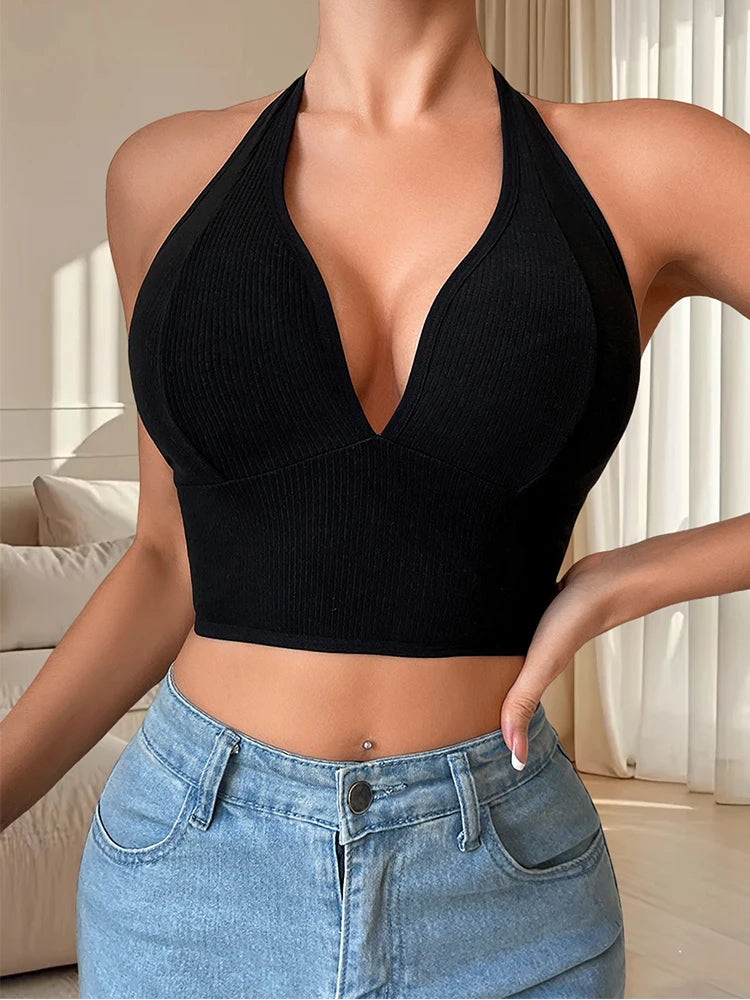 1pcs Seamless Women Sexy Camisole Ribbed Breathable Lingerie Athletic Vest Gym Tanks Top Sport Backless Women's Underwear Vest