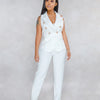 Business OL Work Wear Two Piece Pant Suits for Women Set Elegant Sleeveless Blazer Top + Pencil Pants Office Lady Matching Sets