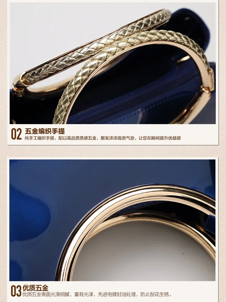 New European and American Fashion Foreign Trade Women'sShoulder Wedding Bag with Bright Surface Shoulder Handheld Bride Bag