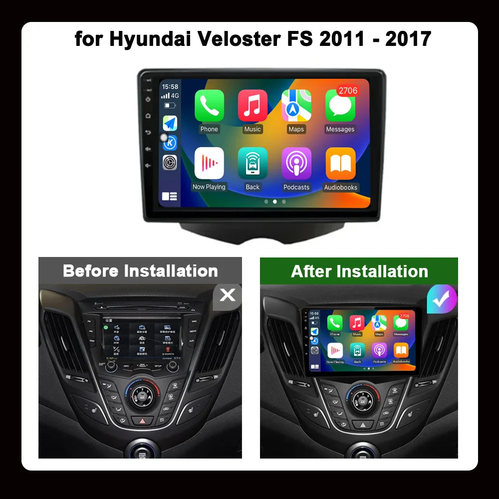 for Hyundai Veloster FS 2011 - 2017 No 2 Din Touch Screen Stereo GPS Navigation Autoradio Head Unit Car Radio Multimedia Player