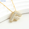 SUNSLL Cubic Zircon A-Z 26 Bubble Letter Necklace 2 Sizes Gold Plated M Chunky Balloon Initials Pendant Women Chain Jewelry 2024